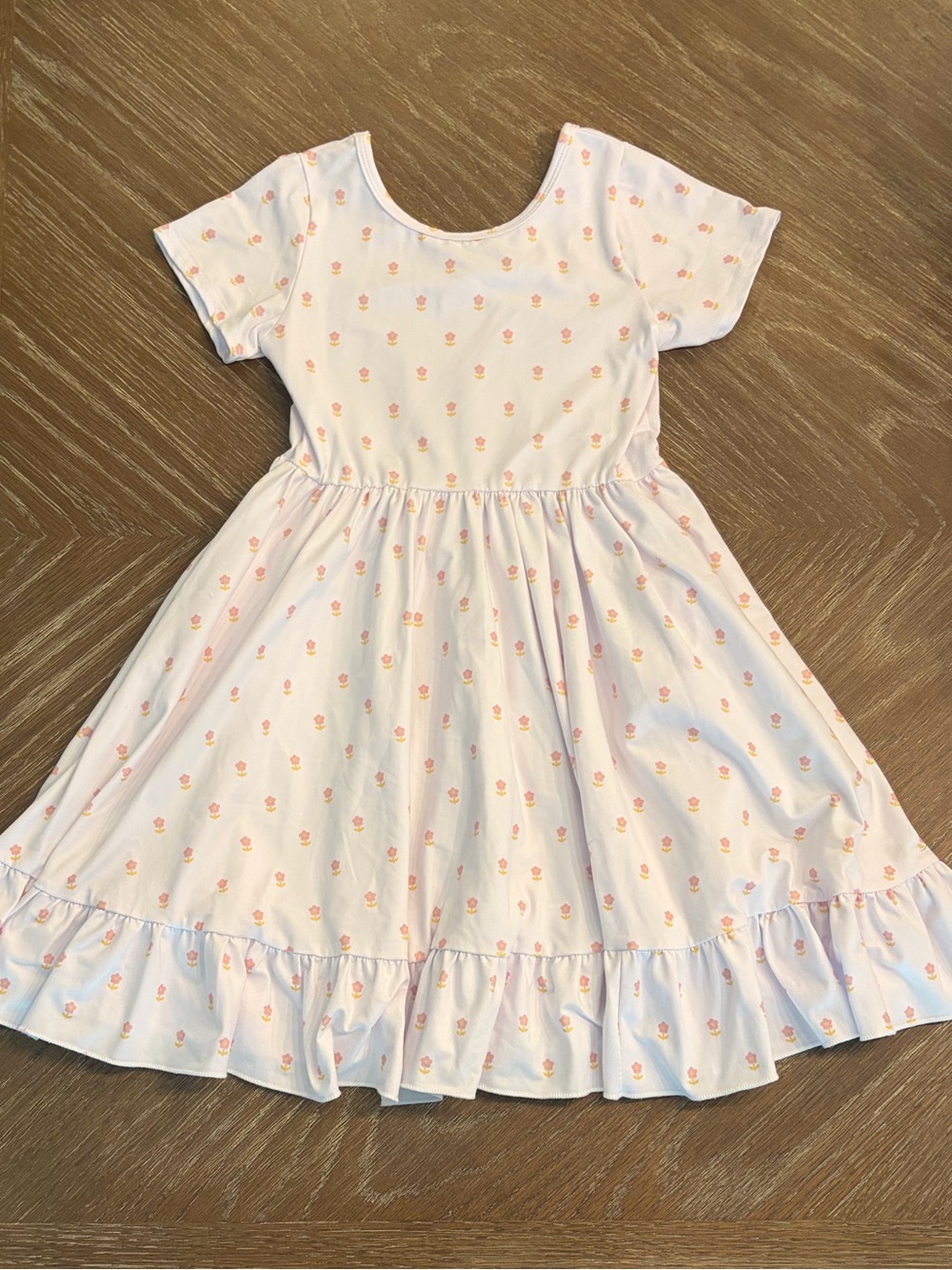 Little Stockings Girlhood White Dress with Pink Floral Print